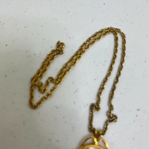 Boho Floral Necklace Pendant Reverse Painted Gold Tone Vintage‎ Hand Fairycore - Picture 5 of 9